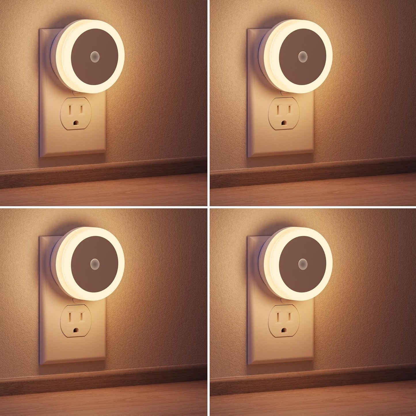 LED Baby Night Lights Plug into Wall [4Pack], Nightlight with Light Sensors for Kids Room, Bathroom Stair Lights, Hallway Light, Warm White